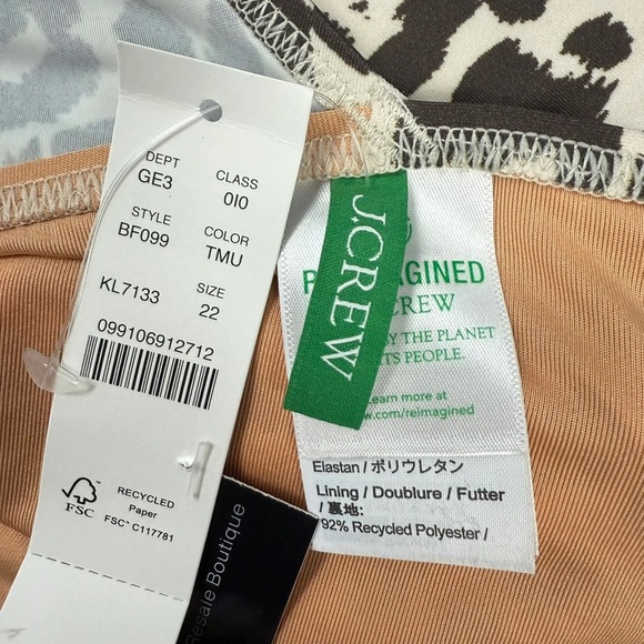 J. Crew Leopard Ruched One-Shoulder Swimsuit - New - Size 22 - Picture 5 of 5